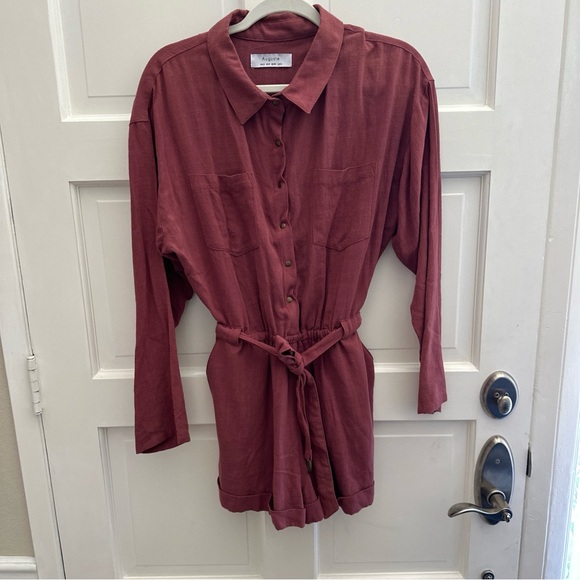 Auguste The Lable Medium Canyon Boyfriend Romper Rust Red Brown sezane - Picture 5 of 11